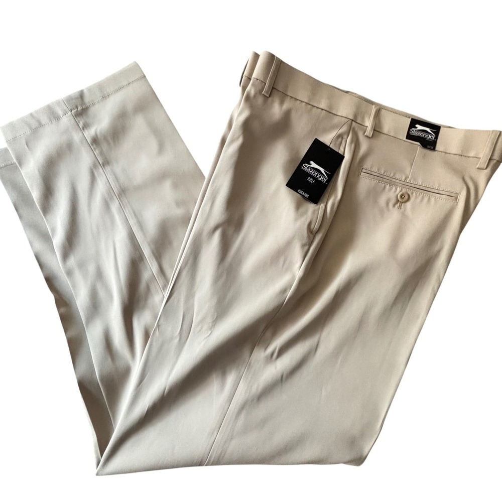 Slazenger Golf Core Pants Mens 36x30 Khaki Tan NWT Wicking Athleisure